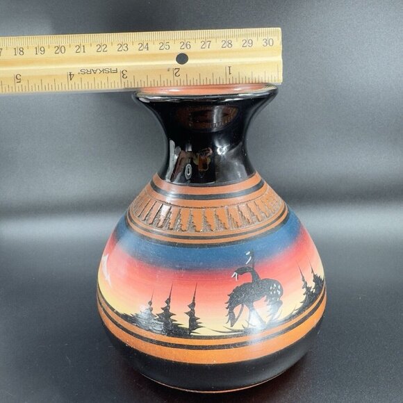 Vintage Native American Hand Made Pottery Vase Vessel Signed Dino RedWare Vase - Picture 4 of 15
